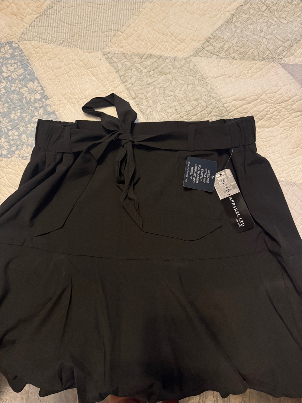 Soho Apparel Black Paperbag Waist Ruffle-Hem Skirt